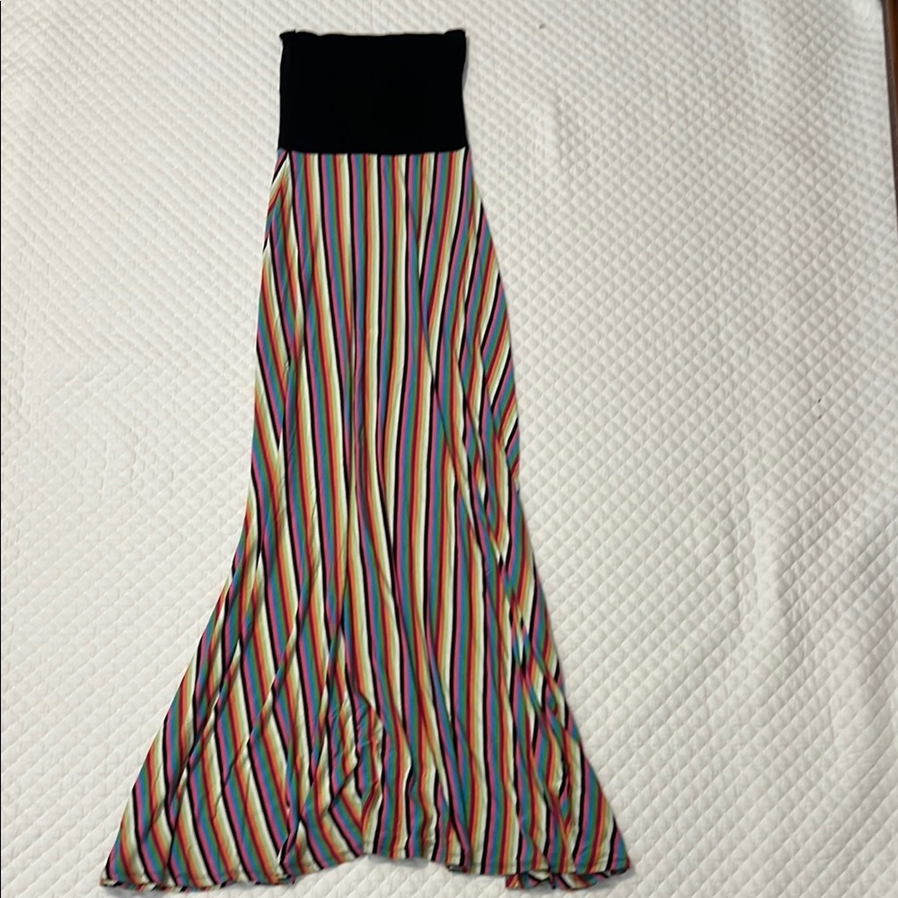 Multicolor Striped Maxi Strapless Dress